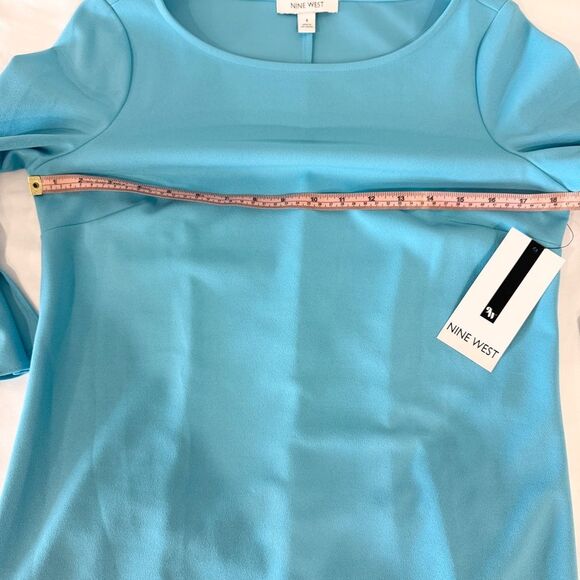 NWT Nine West Aqua Long Sleeve Mini Dress | Flared/Bell Sleeves | Size 4 - Picture 7 of 8